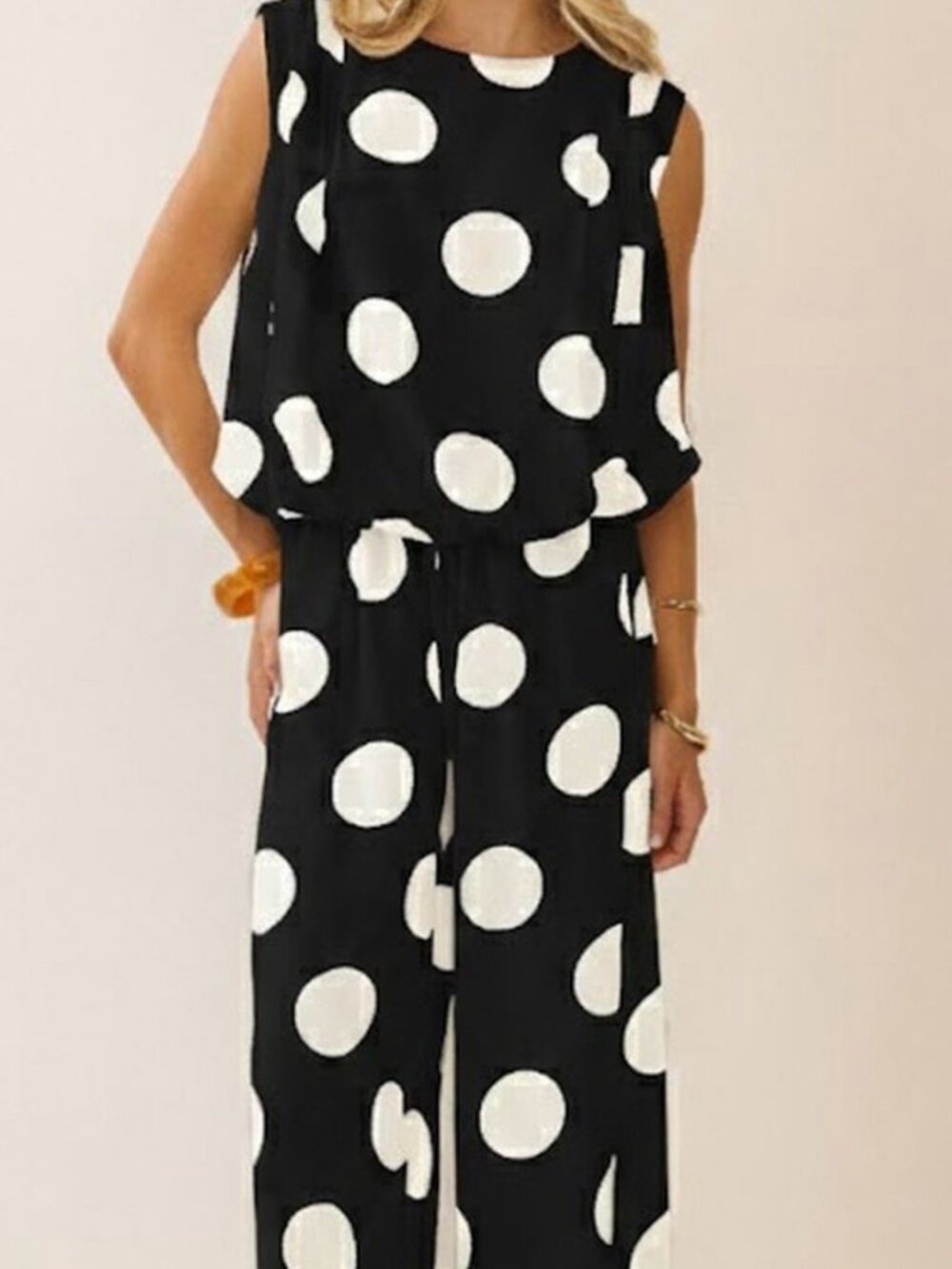 #1197 Polka Dot 2 Piece Set Plus wide leg ODDI